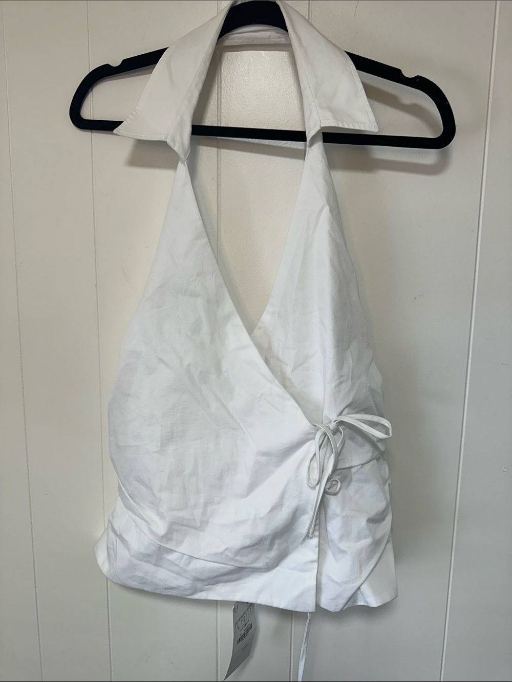 ZARA, NWT, White Halter Tie-Front Women’s Top